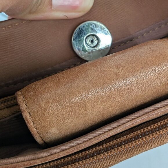 Vintage Fossil Leather Shoulder Handbag Purse Y2K Boho Neutral Coastal Capsule - Picture 5 of 14